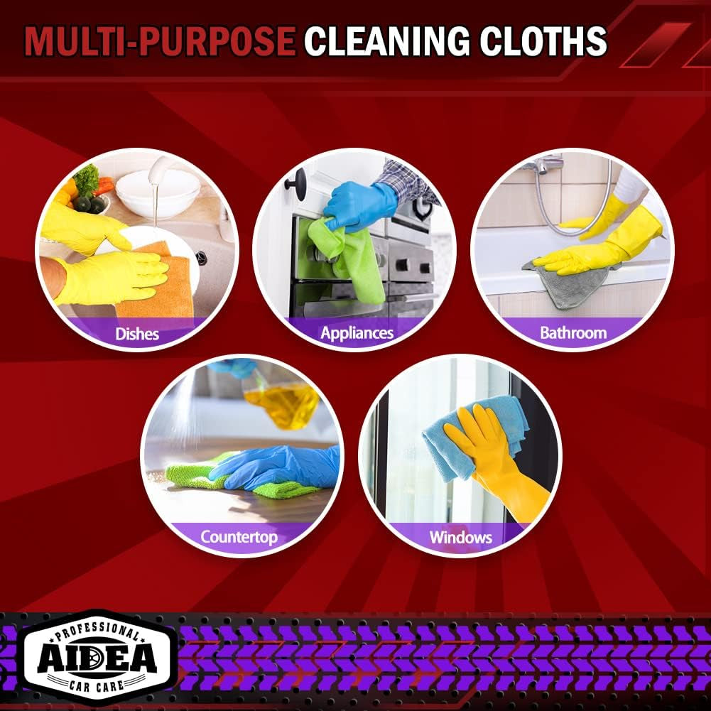 Microfiber Cleaning Cloth 24 Pack, Microfiber Towels for Cars, Soft & Absorbent Cleaning Rags, Premium Lint Free Shop Towels for House, Kitchen, Car, 12Inx16In