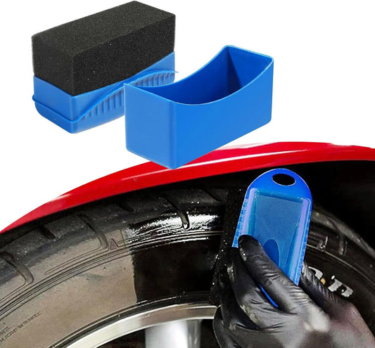 1 PC Car Tire Oil Sponge Brush, 4.72In X 2.16In X 2.75In Soft Durable Reused Vehicle Polishing Sponge, Universal Automotive Clean Sponges Accessories for Truck SUV Car (Blue)