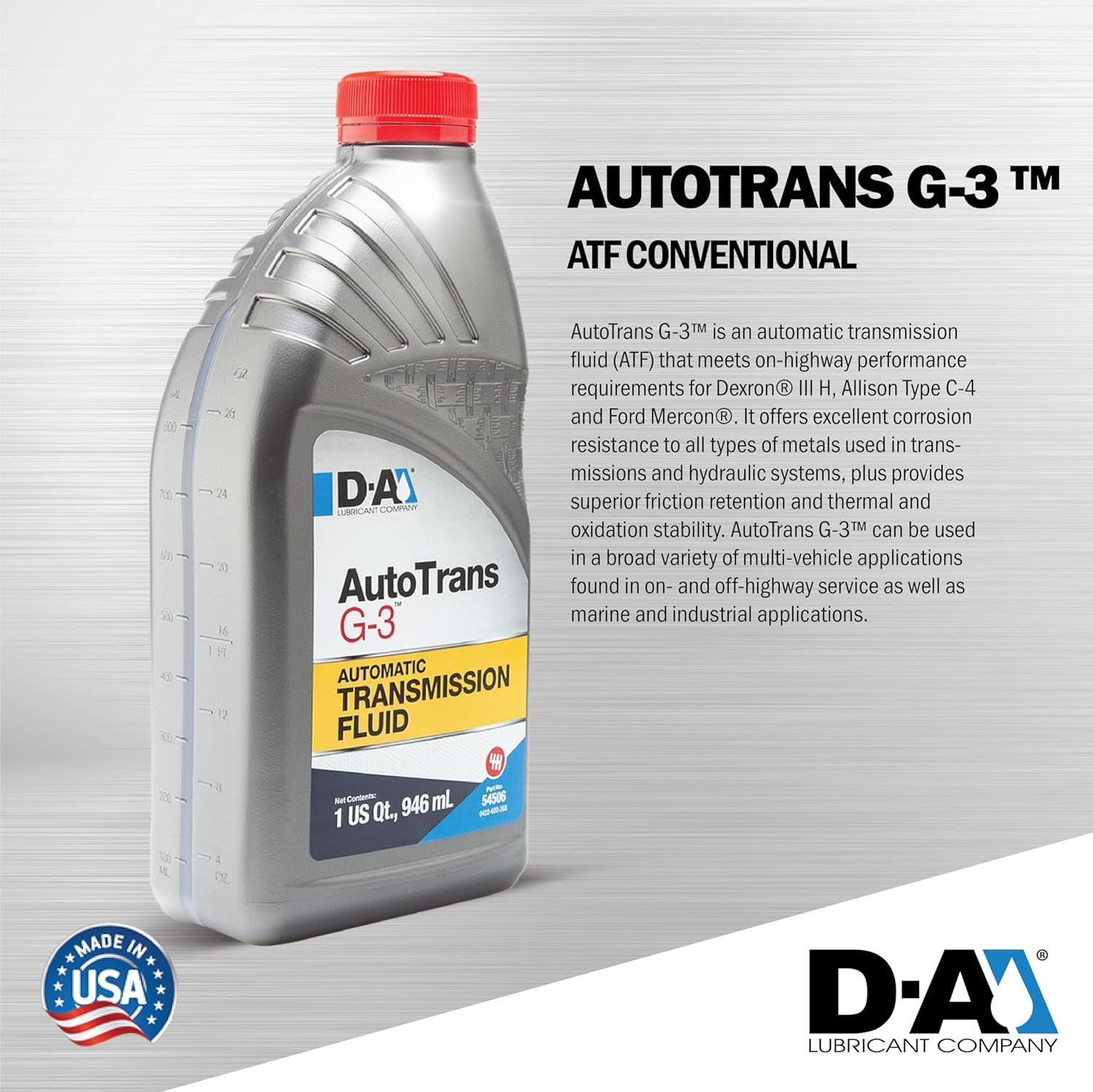 54506, Autotrans G3 Conventional Automatic Transmission Fluid (ATF), 1 Quart