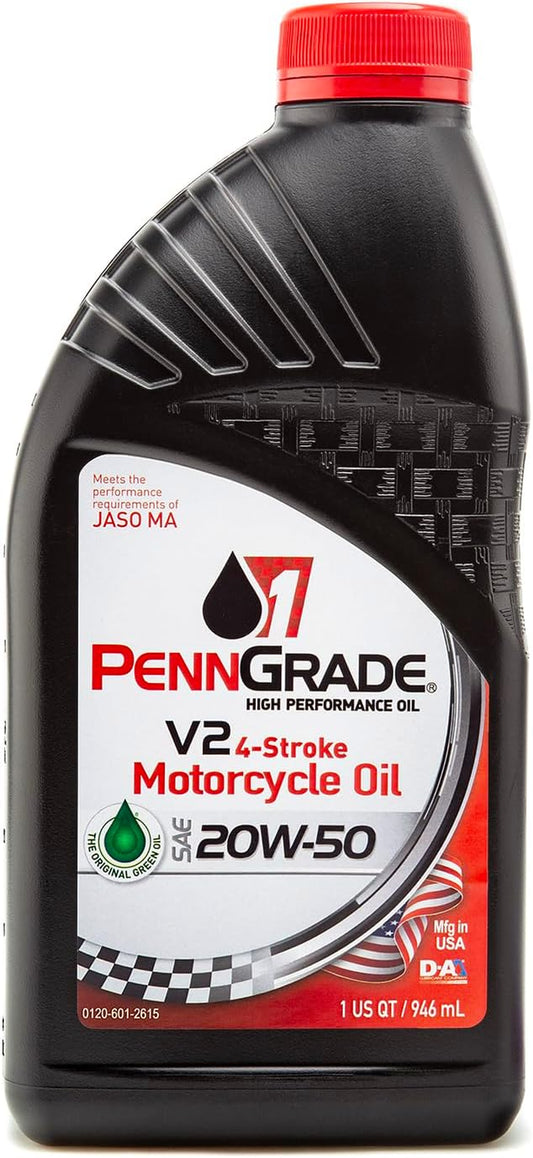 , 71576, V2 4-Stroke Motorcycle Oil SAE 20W-50, 1 Quart (6 Pack)