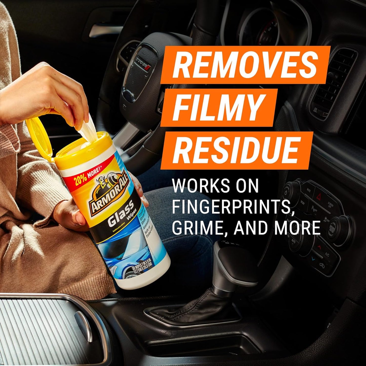 Car Glass Wipes, Auto Glass Cleaner for Film and Grime, 30 Count +  Car Cleaning Wipes, Wipes for Car Interior and Car Exterior, 90 Wipes Each