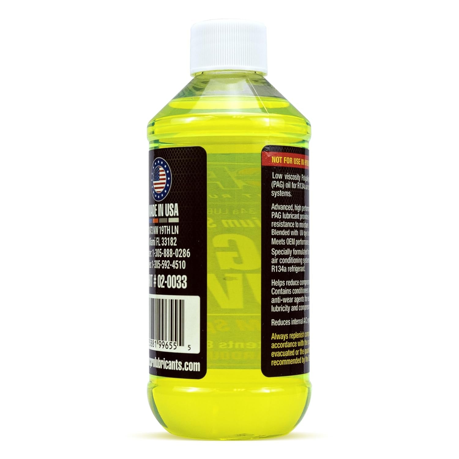 HCPRO HCP46UV8 PAG 46 Viscosity plus UV Dye Lubricant – 8Oz (Pack of 1), High-Performance Oil for Auto A/C Systems, Leak Detection & Compressor Protection, Compatible with Common A/C Systems