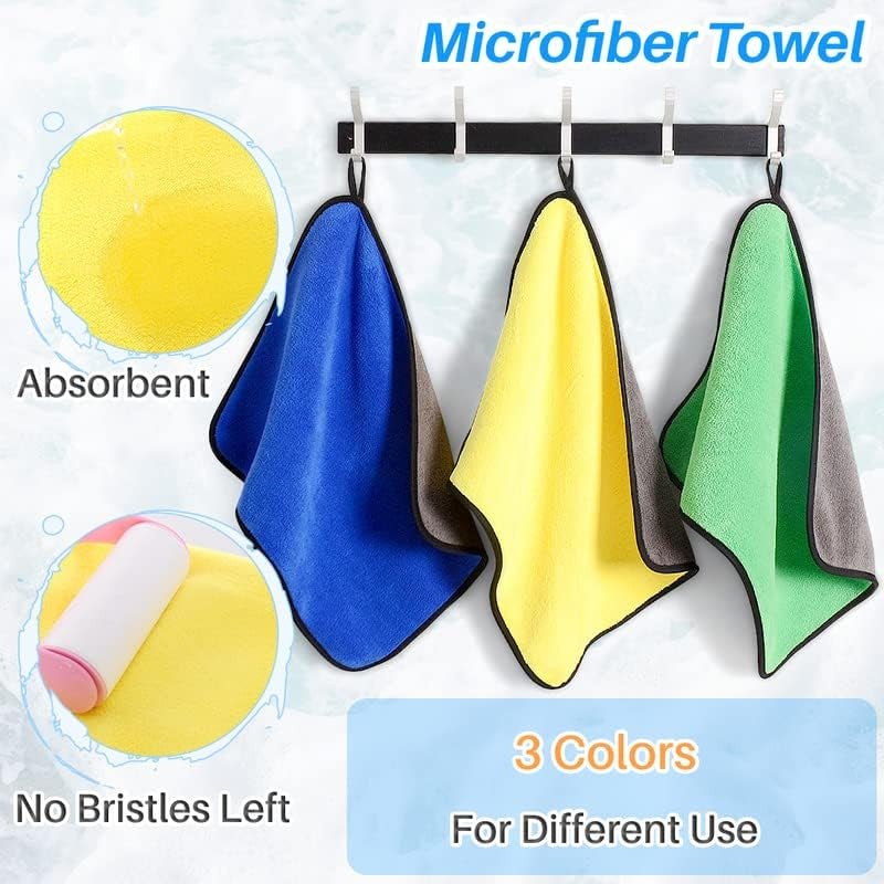 5 Pcs Car Detailing Tools Interior Car Wash Towel Microfiber Car Wash Sponge Mitt Set Scratch Free Premium for Air Vents Dashboard