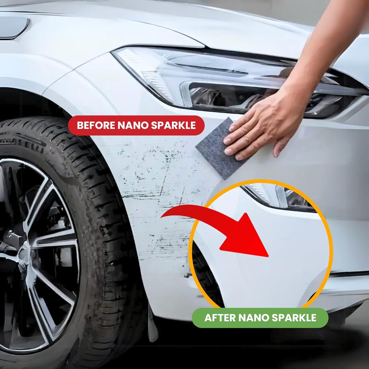 Breathe Green Nano Sparkle Cloth Car Scratch Remover, Advanced Nanotechnology, Nanosparkle Cloth for Car Scratches Reusable Repair and Buffer Safe for All Cars and Colors