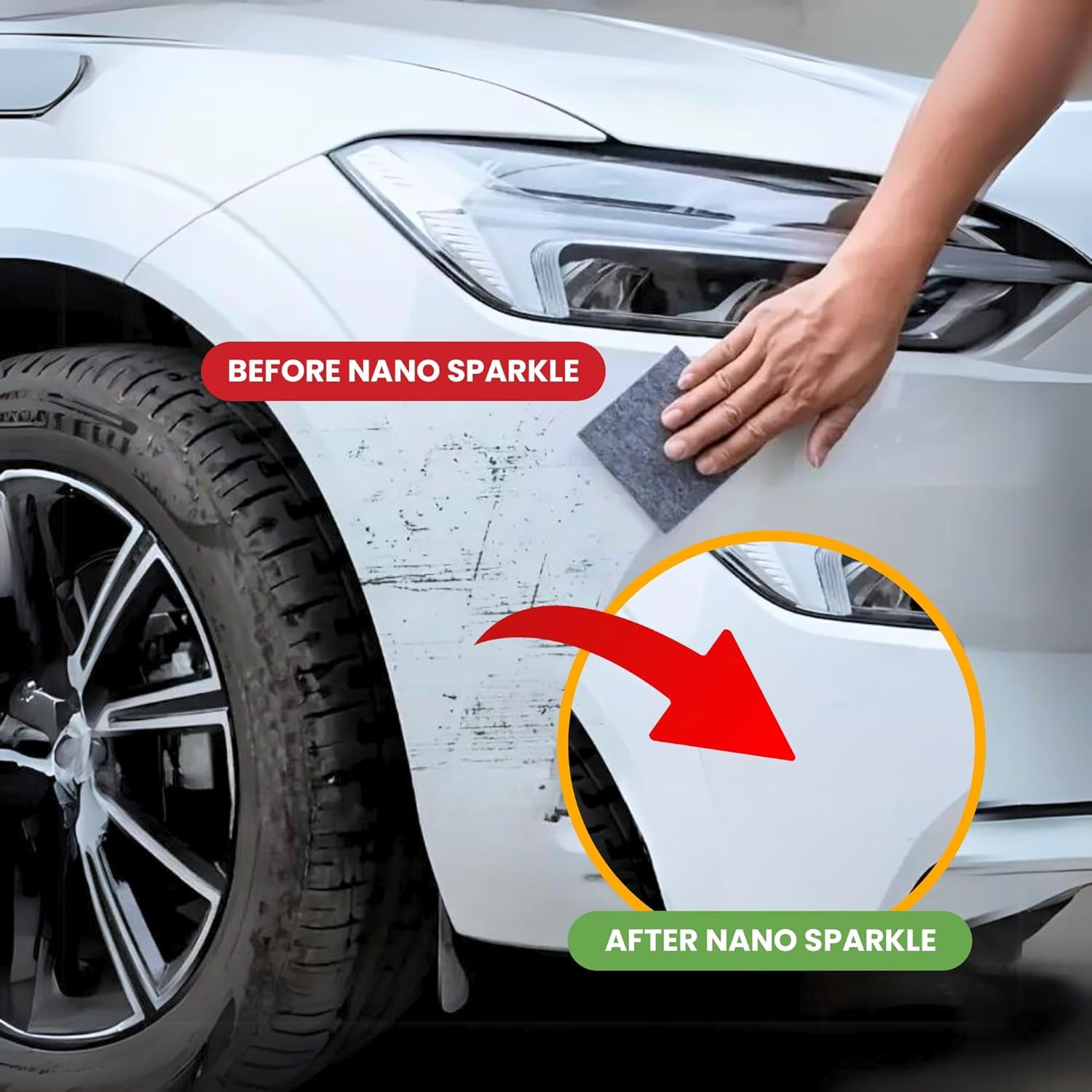 Breathe Green Nano Sparkle Cloth Car Scratch Remover, Advanced Nanotechnology, Nanosparkle Cloth for Car Scratches Reusable Repair and Buffer Safe for All Cars and Colors