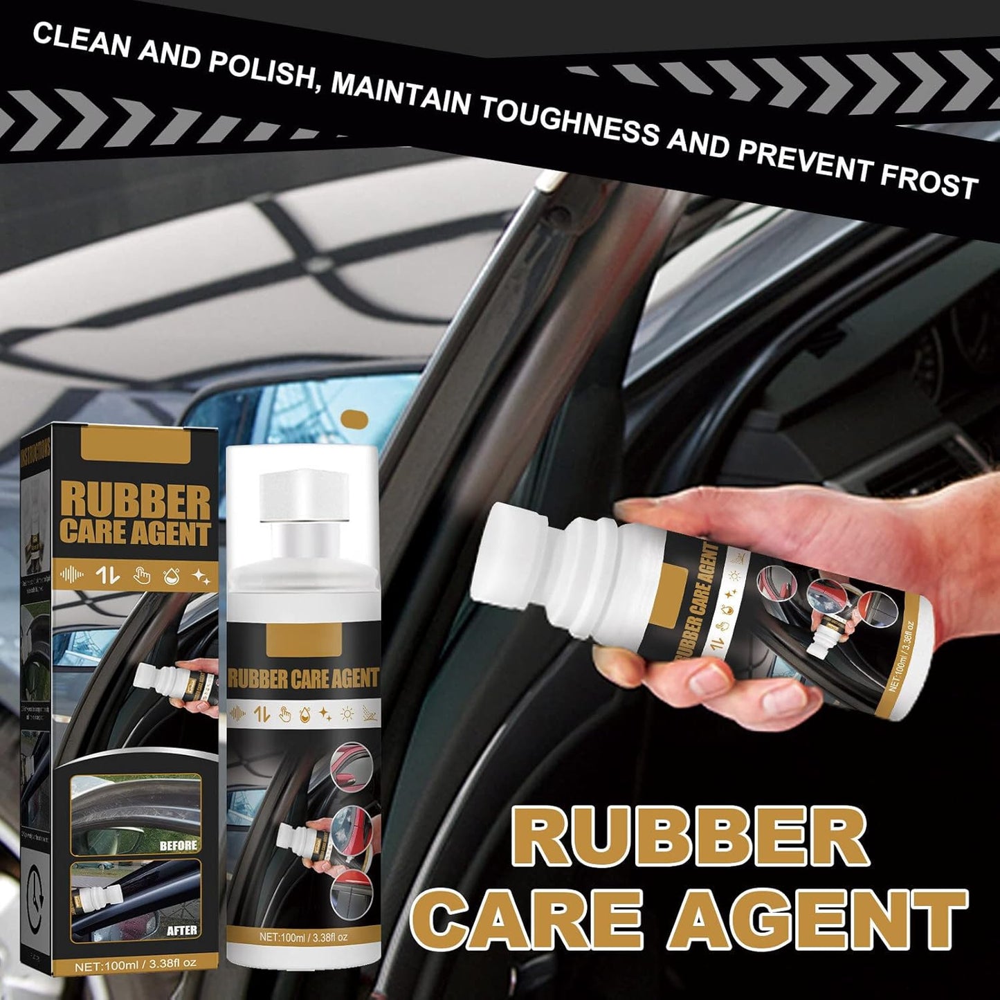 Car Rubber Care,100Ml Rubber Gloss Plastic Care Rubber Conditioner Coating Paste Maintenance Car Interior Cleaner and Care