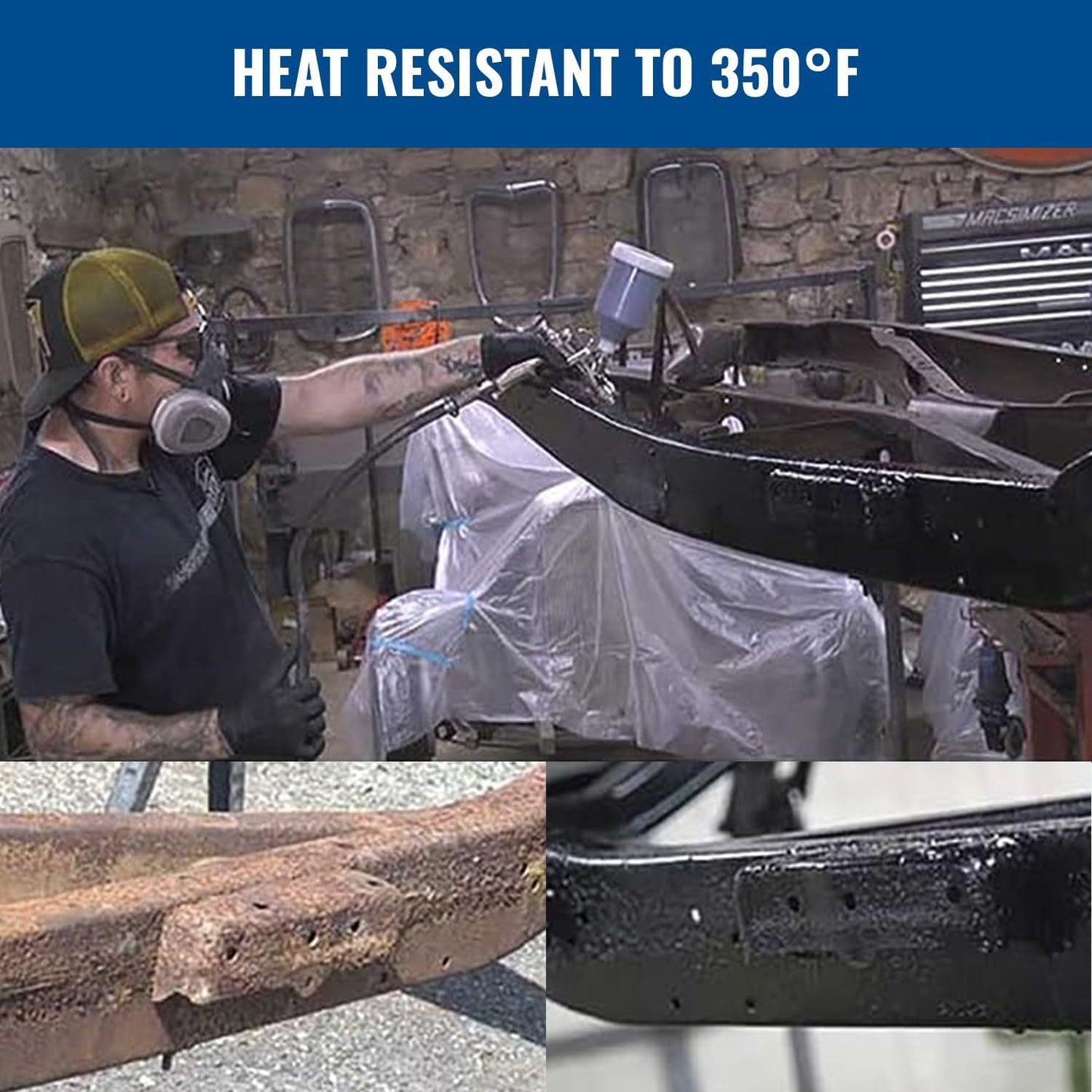 Matte Black Rust Encapsulator plus | Long Lasting Durable Finish 1 Coat Maximum Rust Protection | Heat Resistance up to 350 Degrees Fahrenheit | 1 Quart, Matte Black