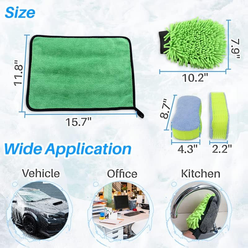 5 Pcs Car Detailing Tools Interior Car Wash Towel Microfiber Car Wash Sponge Mitt Set Scratch Free Premium for Air Vents Dashboard