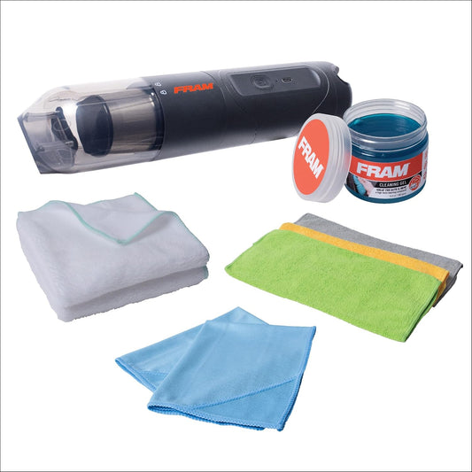 FEK40006 9Pcs Car Cleaning Kit, Includes 1Pc Handheld Vacuum, 1Pc Car Cleaning Gel, 7Pc the Detailer'S Choice Microfiber Towels for Interior and Exterior Detail Cleaning