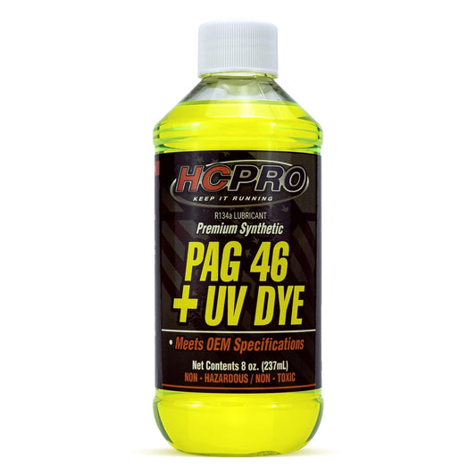HCPRO HCP46UV8 PAG 46 Viscosity plus UV Dye Lubricant – 8Oz (Pack of 1), High-Performance Oil for Auto A/C Systems, Leak Detection & Compressor Protection, Compatible with Common A/C Systems