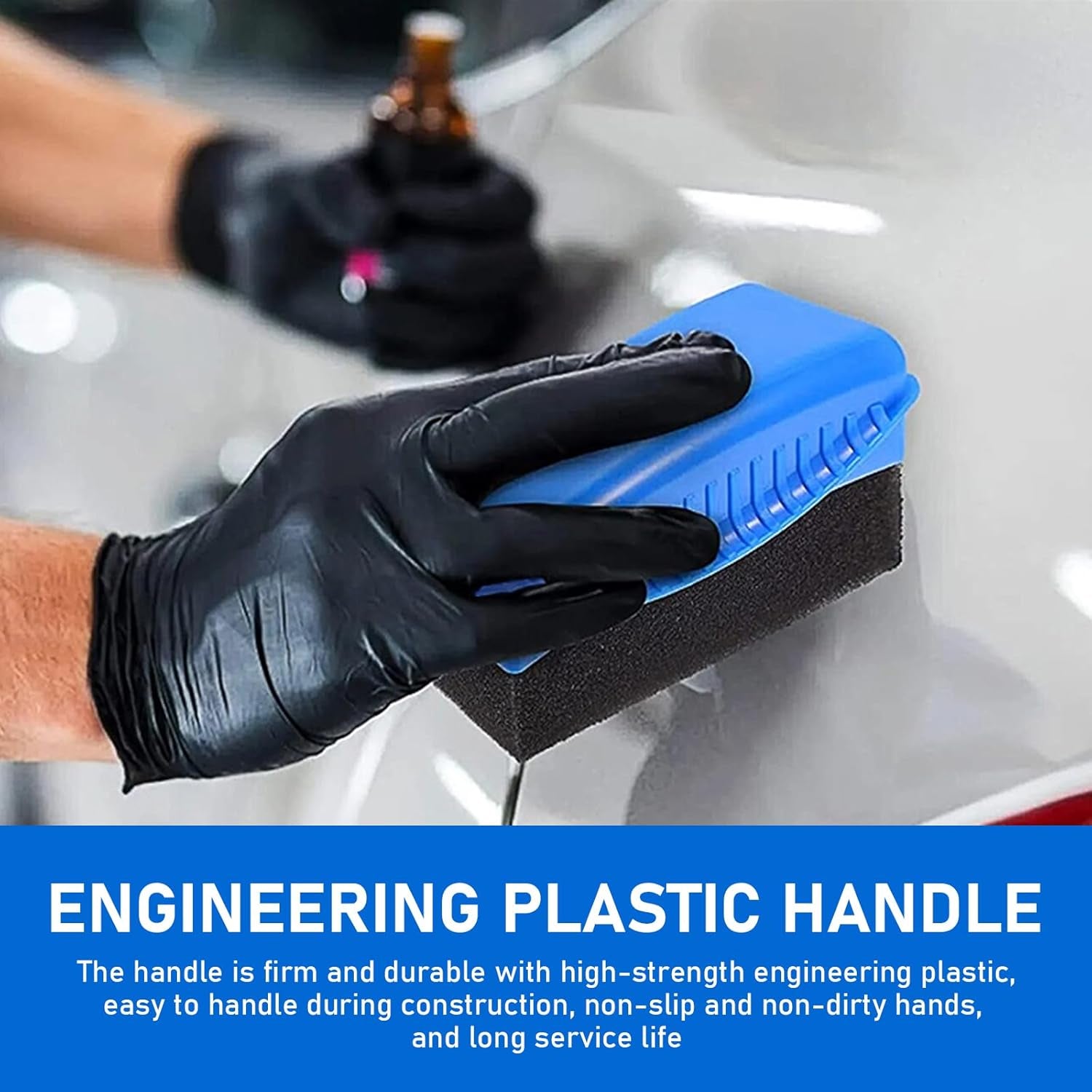 1 PC Car Tire Oil Sponge Brush, 4.72In X 2.16In X 2.75In Soft Durable Reused Vehicle Polishing Sponge, Universal Automotive Clean Sponges Accessories for Truck SUV Car (Blue)