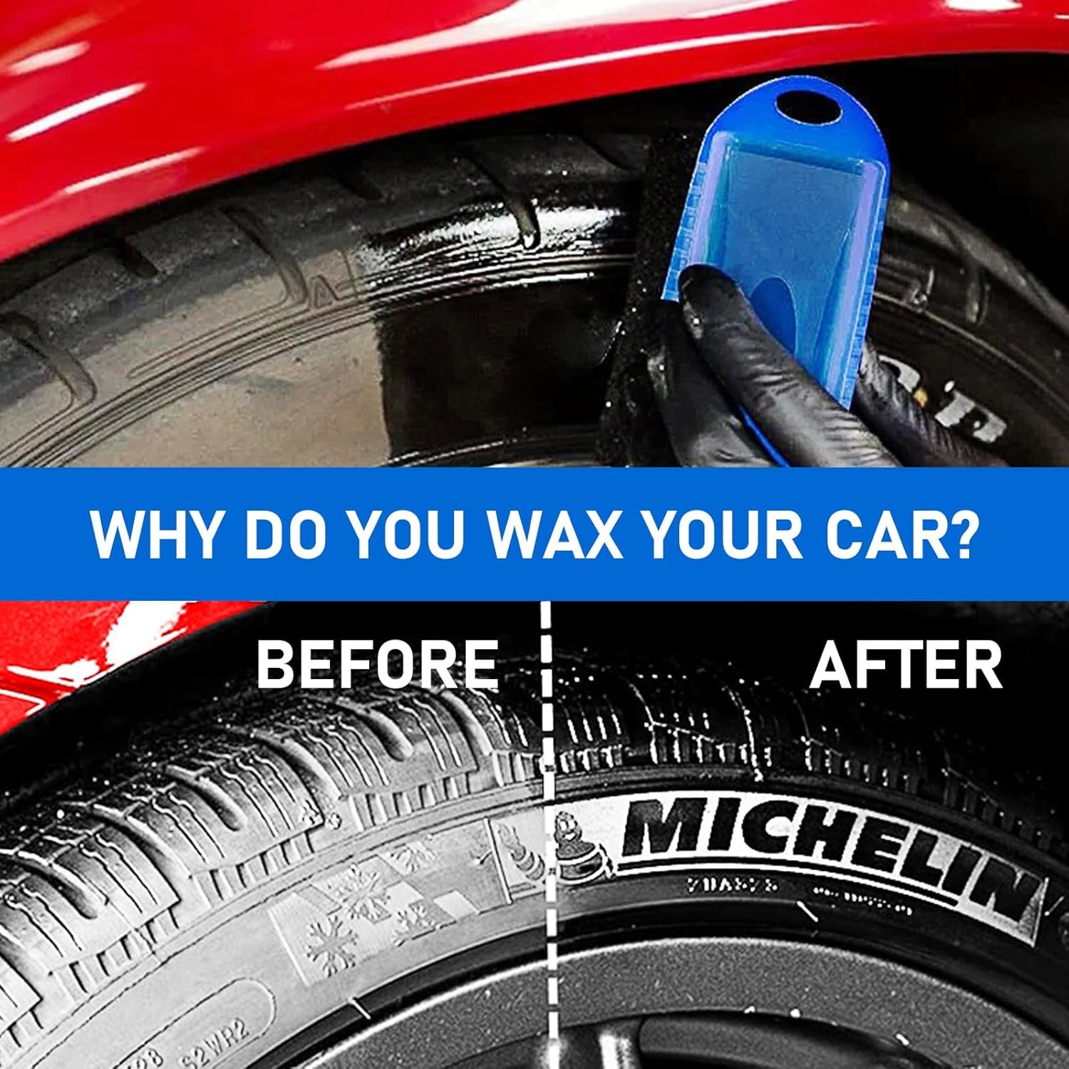 1 PC Car Tire Oil Sponge Brush, 4.72In X 2.16In X 2.75In Soft Durable Reused Vehicle Polishing Sponge, Universal Automotive Clean Sponges Accessories for Truck SUV Car (Blue)